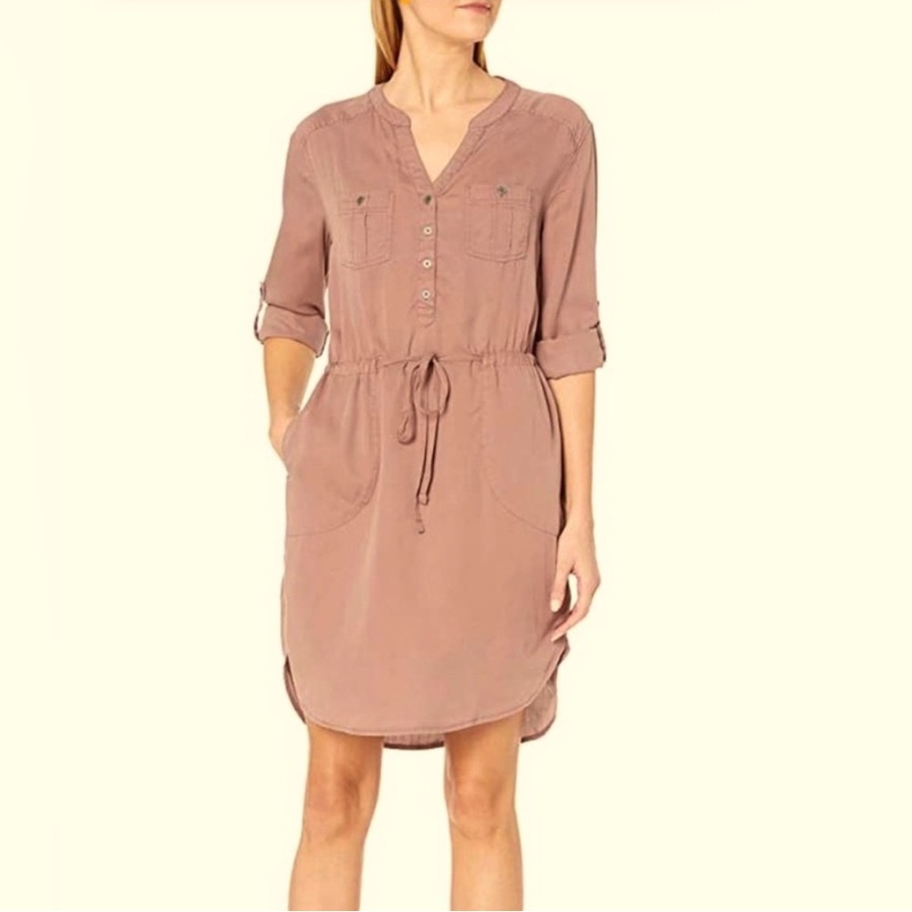 Prana Abbey Dark Mauve Tencel Shirt Dress